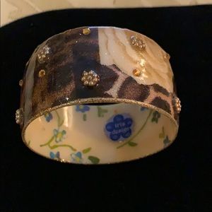 Leopard and Flower Bangle Bracelet by Iris Design